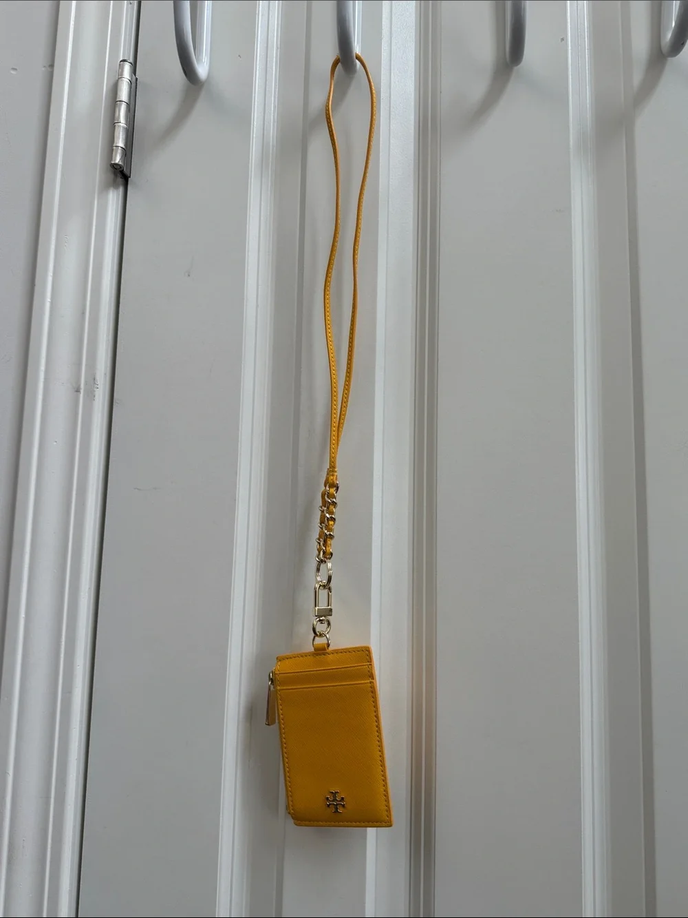 Tory Burch Yellow Saffiano Card Holder with Key Ring